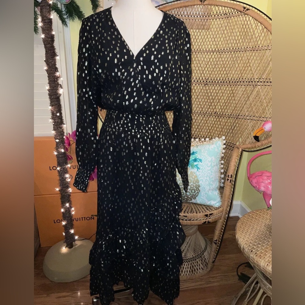 Lilly Pulitzer NWT Cristiana Midi Dress Onyx Metallic Clip $328 Size 6,8,12 - Picture 12 of 14